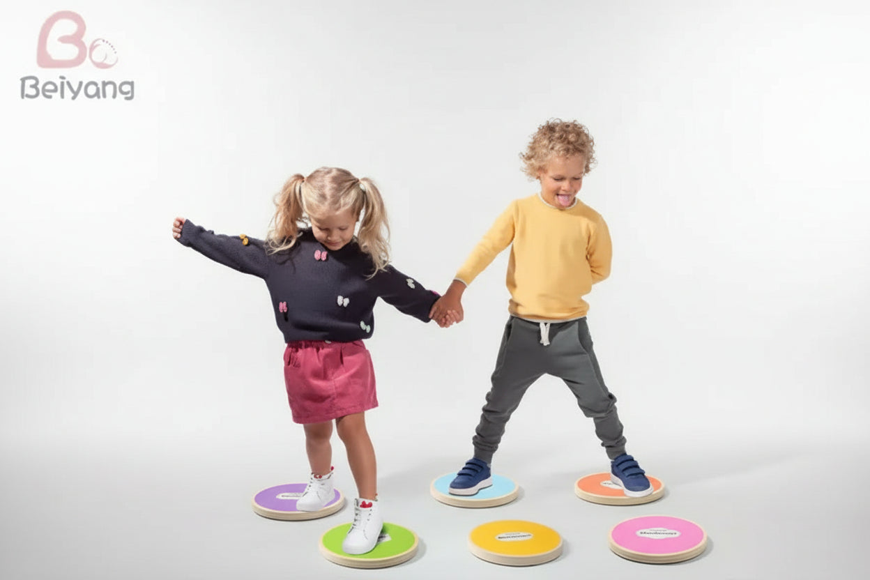 Kids Montessori stepping stones used for obstacle courses and movement play.