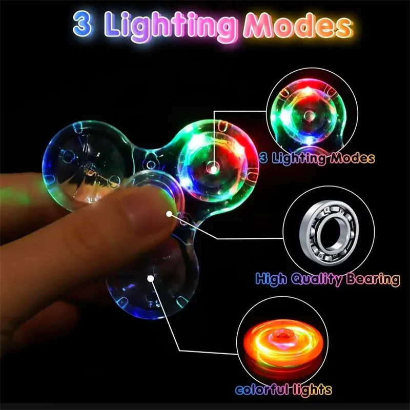 LED Fidget Spinners for Kids, Adults - Light up Sensory Fidget Toys Glow in The Dark