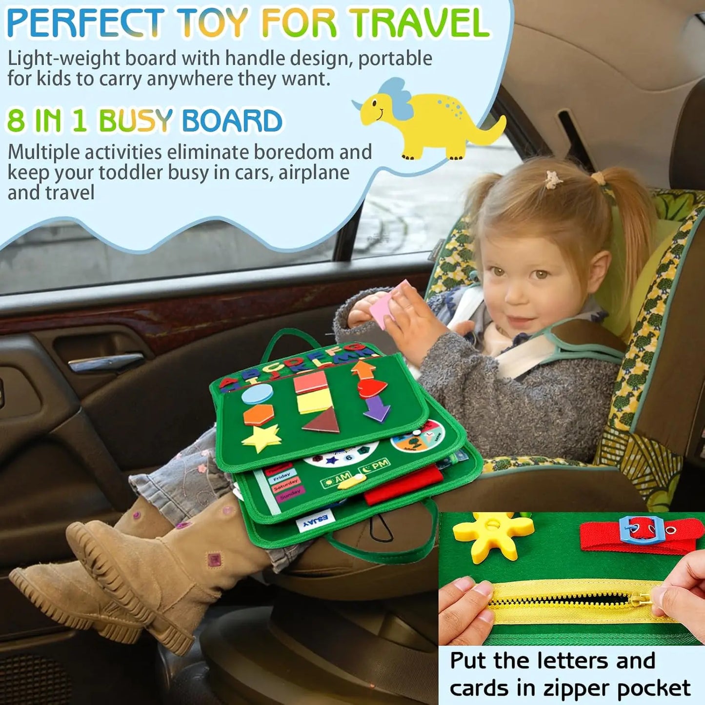 Toddler Busy Board Montessori Toys, Sensory Board Educational Activities for Learning Fine Motor Skills, Gifts for Girls Boys