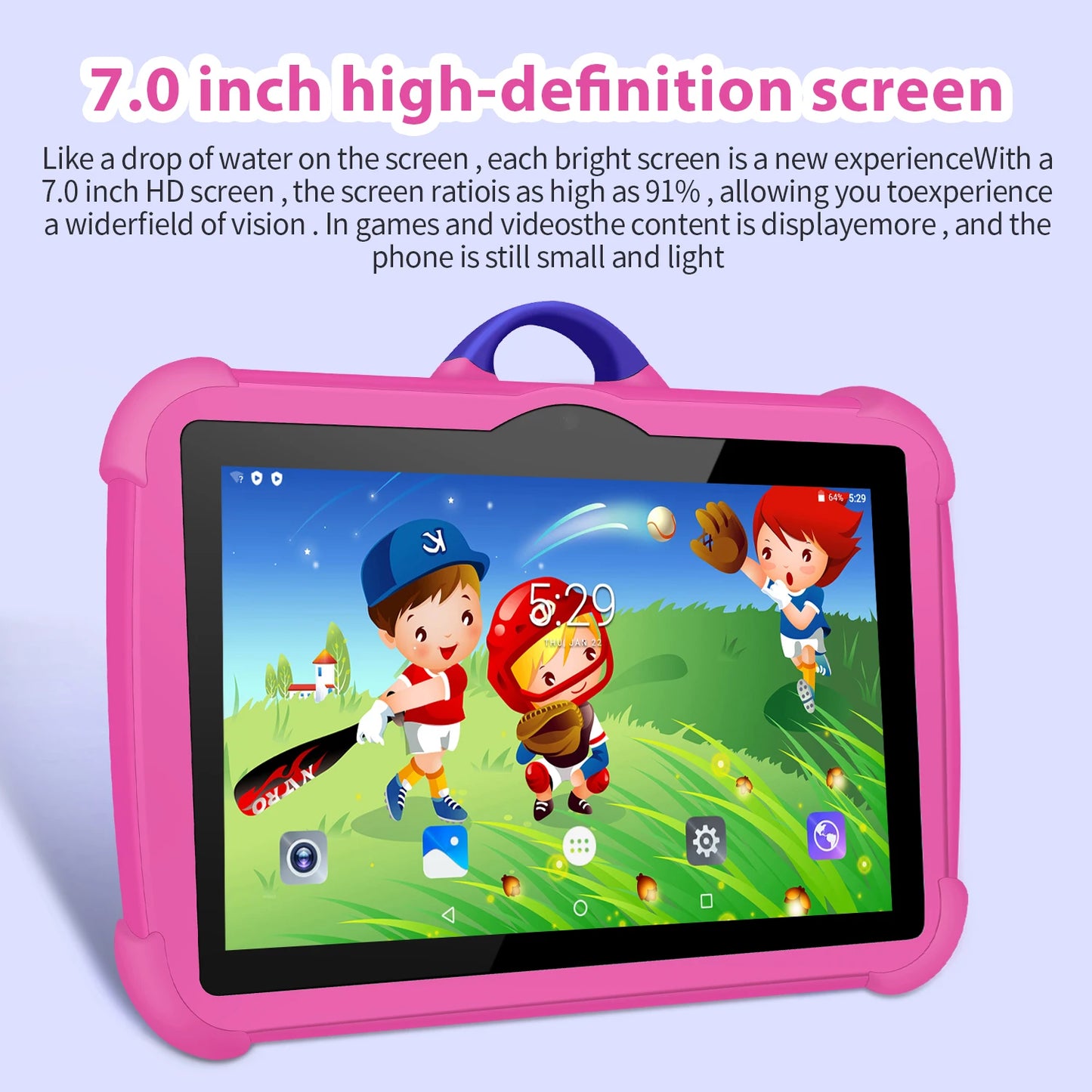 7" Kids Tablet - 4GB RAM, 64GB ROM, Android Educational Games & Learning