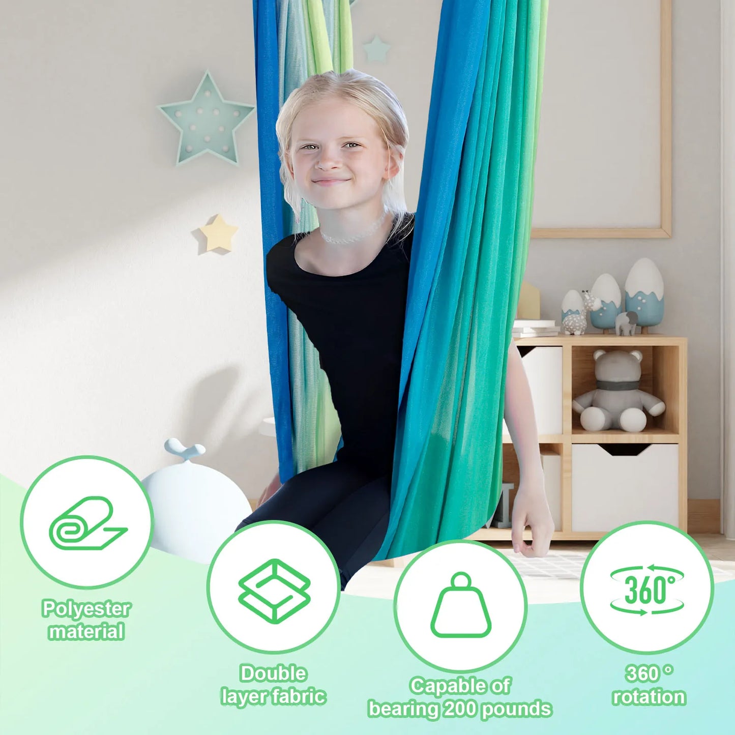Sensory Swing Double Layer Kids Sensory Swing Holds up to 200 lbs Comfortable Indoor Cuddle Swing for Kids Adults Indoor Outdoor