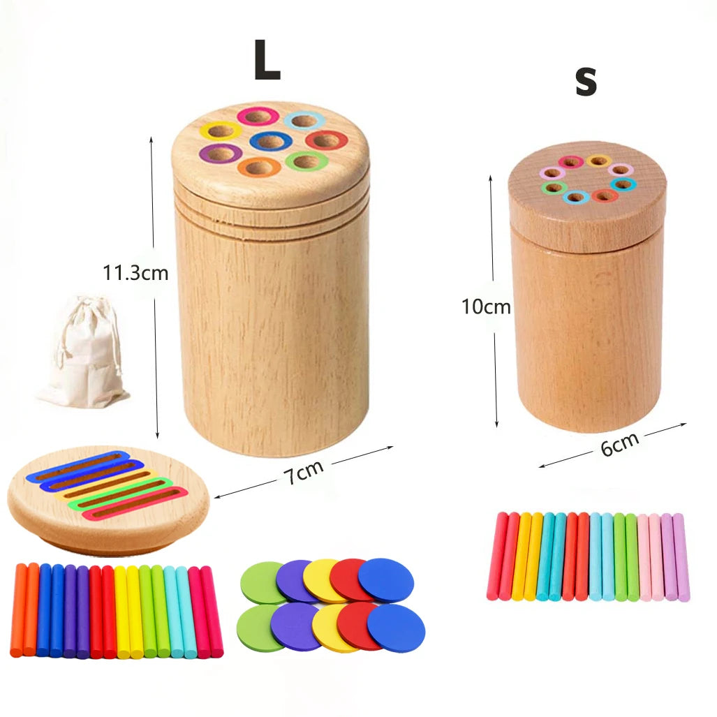Montessori Wooden Toys Color Sorting Fine Motor Toys Shape Matching Sensory Toys Early Educational Puzzle Toys for Toddlers