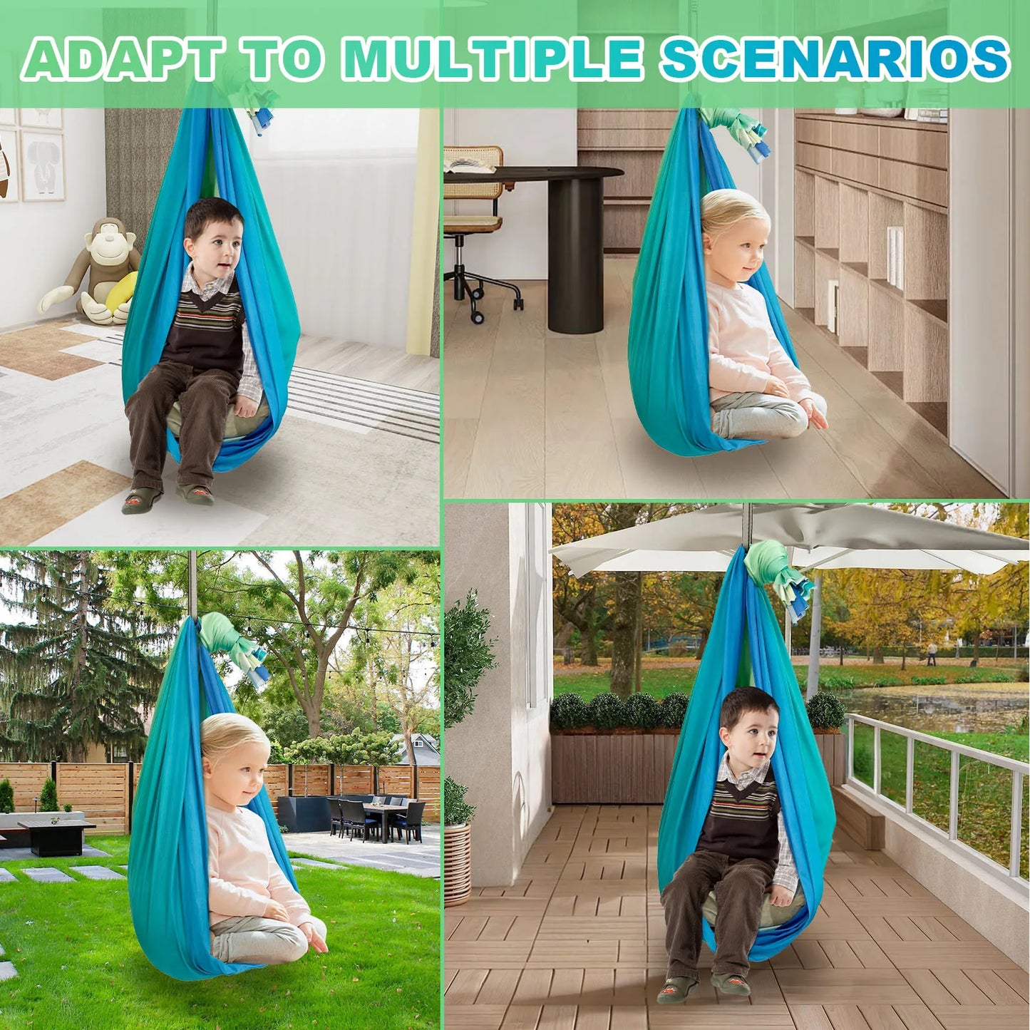 Sensory Swing Double Layer Kids Sensory Swing Holds up to 200 lbs Comfortable Indoor Cuddle Swing for Kids Adults Indoor Outdoor