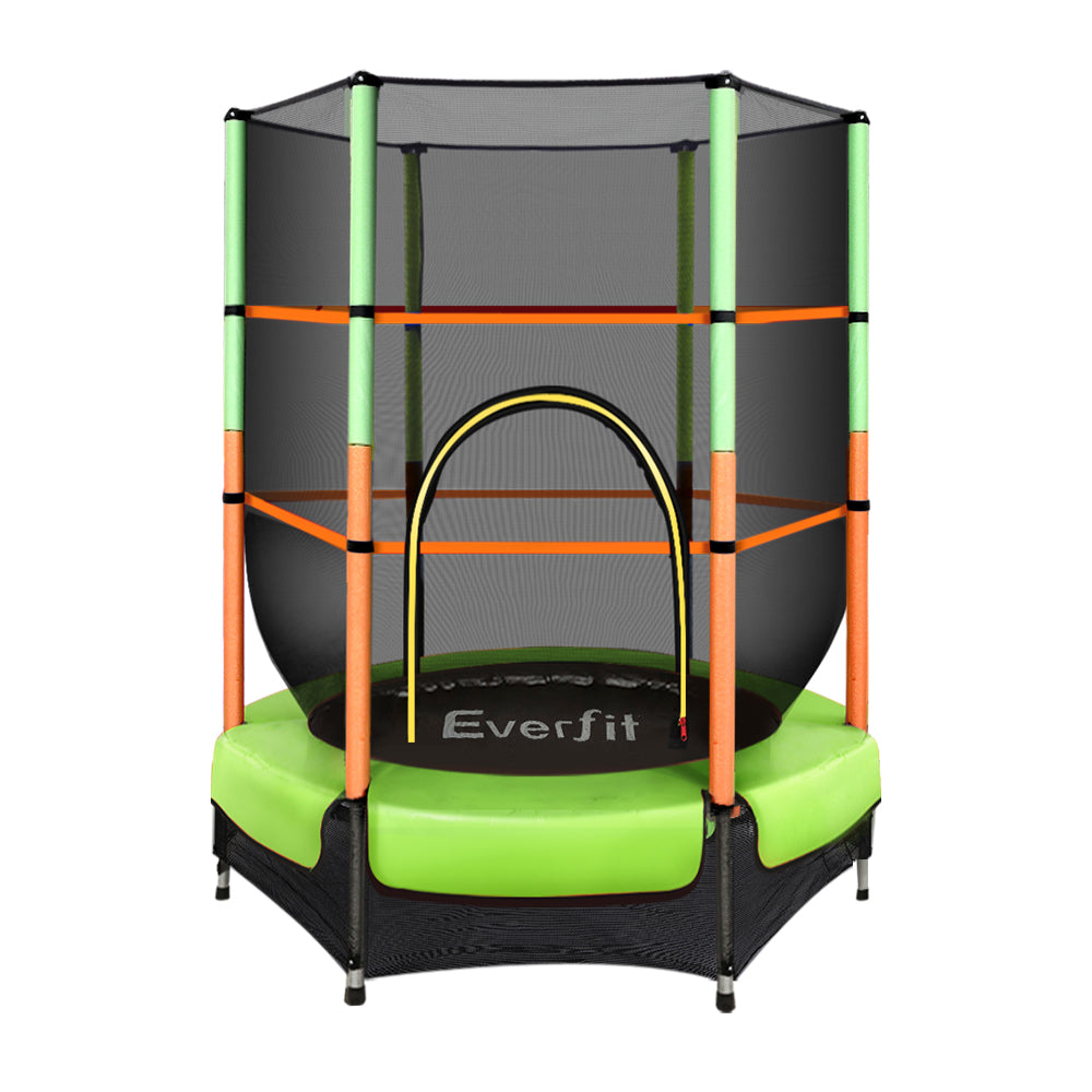 Green- Everfit 4.5FT Trampoline for Kids Trampoline w/ Enclosure Safety Net Rebounder Gift