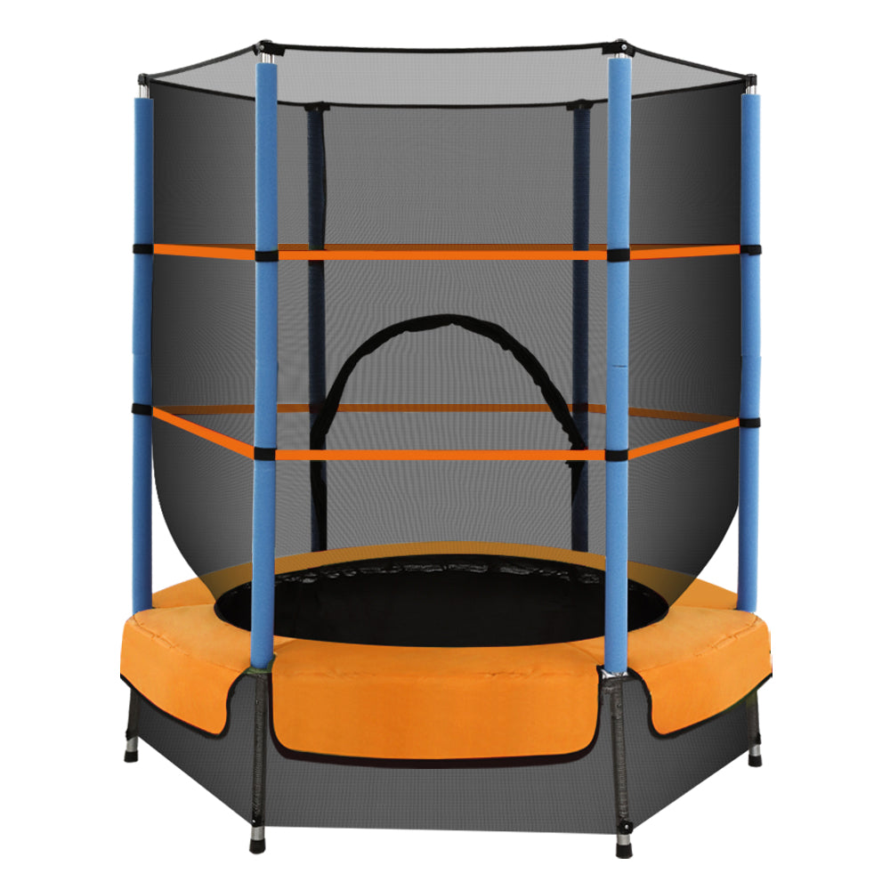 Orange- Everfit 4.5FT Trampoline for Kids Trampoline w/ Enclosure Safety Net Rebounder Gift