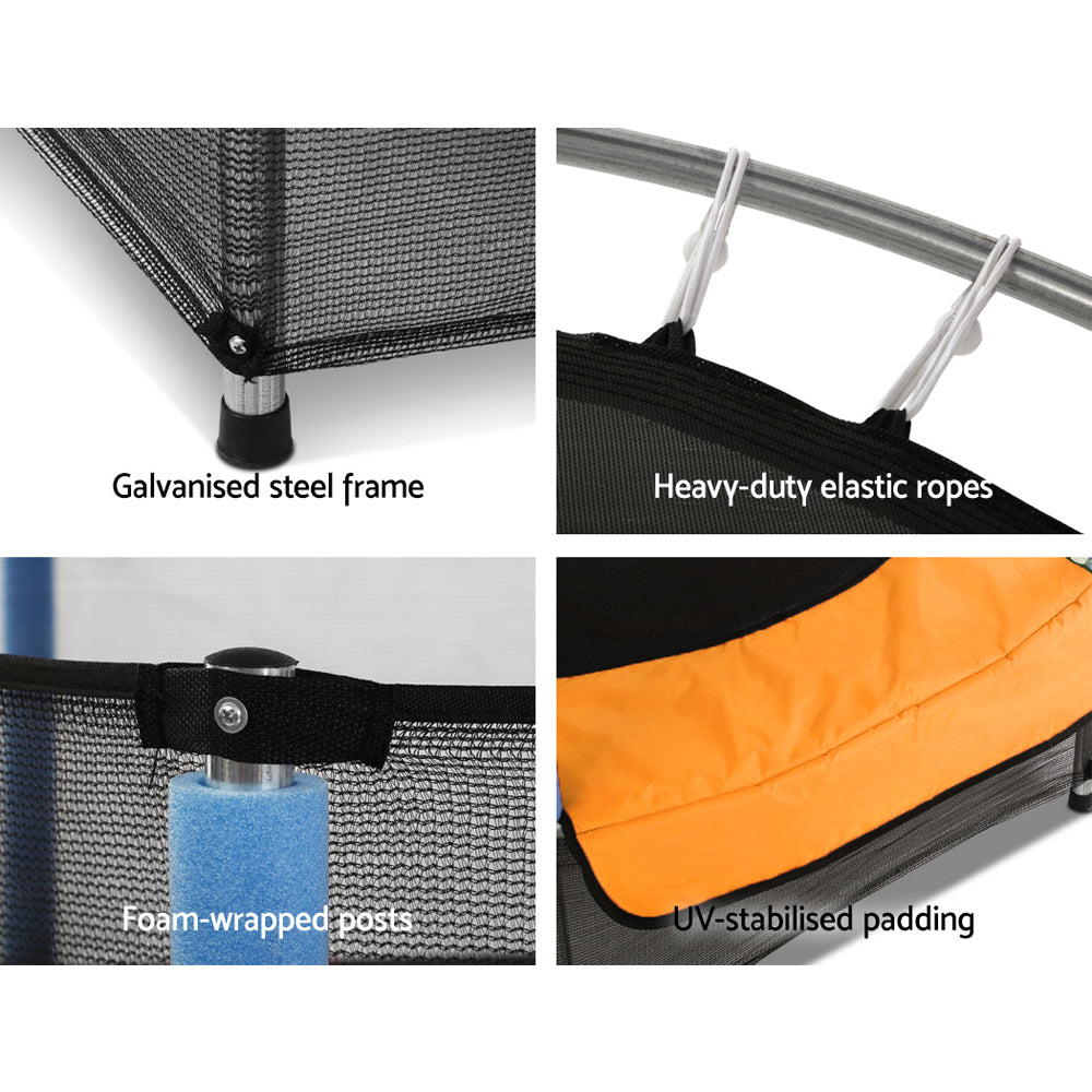 Orange- Everfit 4.5FT Trampoline for Kids Trampoline w/ Enclosure Safety Net Rebounder Gift