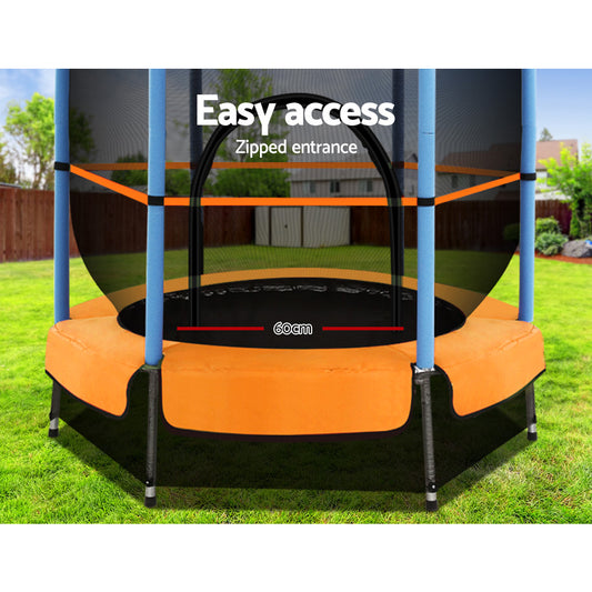 Orange- Everfit 4.5FT Trampoline for Kids Trampoline w/ Enclosure Safety Net Rebounder Gift
