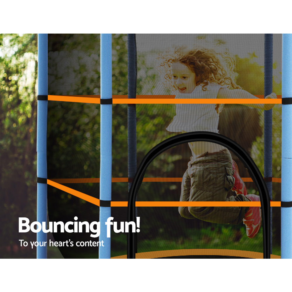 Orange- Everfit 4.5FT Trampoline for Kids Trampoline w/ Enclosure Safety Net Rebounder Gift
