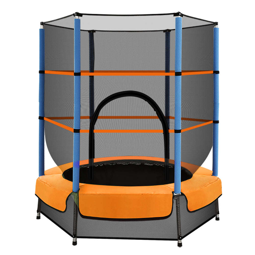 Orange- Everfit 4.5FT Trampoline for Kids Trampoline w/ Enclosure Safety Net Rebounder Gift