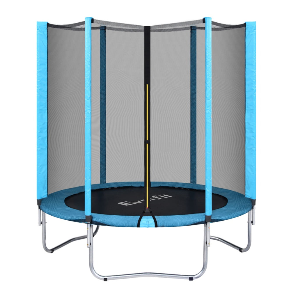 Blue- Everfit Trampoline 6FT Kids Trampolines Safety Net Pad Round