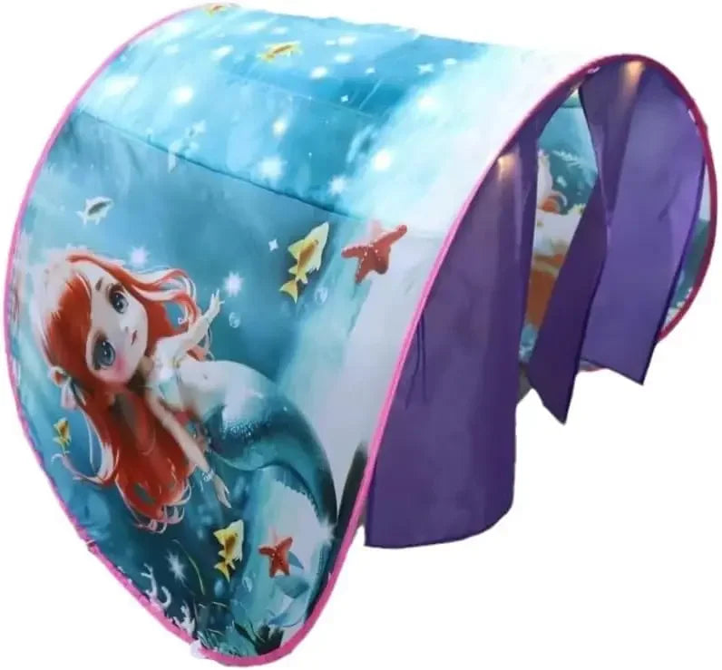 “Underwater mermaid pop-up bed tent creating a cozy, enclosed sensory space for kids.”