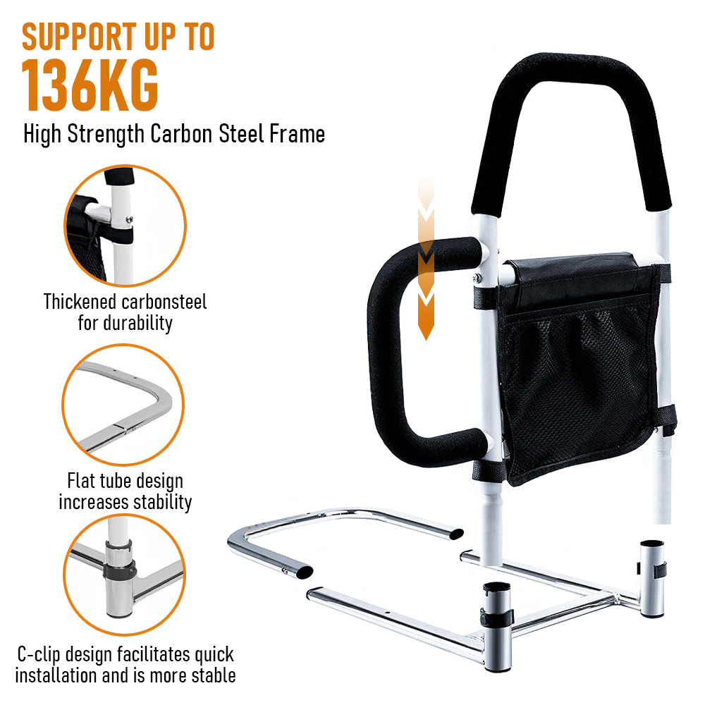 Bed Rail Safety Assist Rail for Adults with Storage Pocket &Fixing Strap