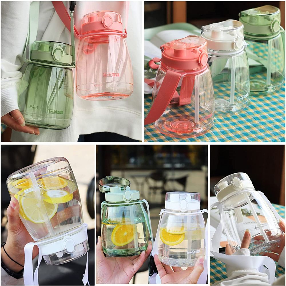 White- Clear Large Water Bottle Water Jug with Adjustable Shoulder Strap