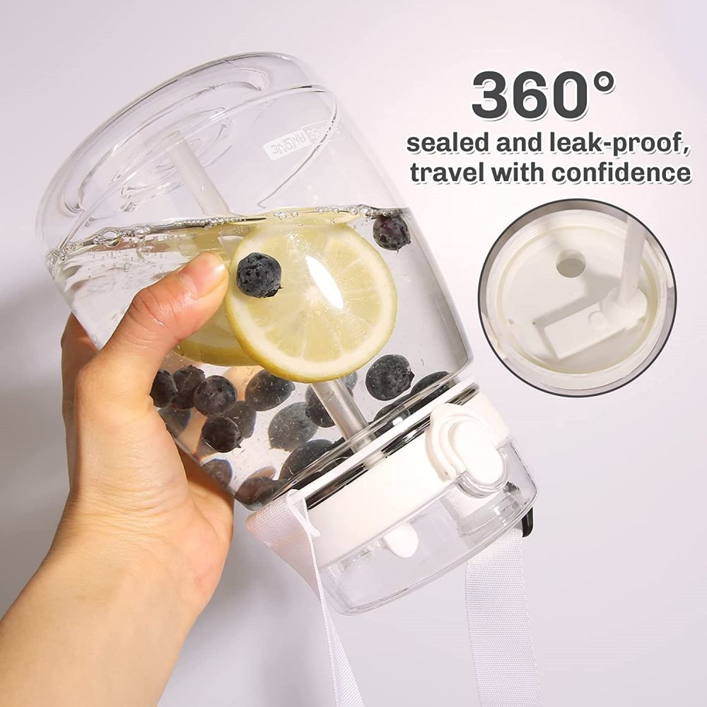White- Clear Large Water Bottle Water Jug with Adjustable Shoulder Strap