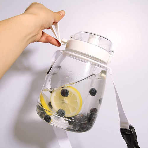 White- Clear Large Water Bottle Water Jug with Adjustable Shoulder Strap