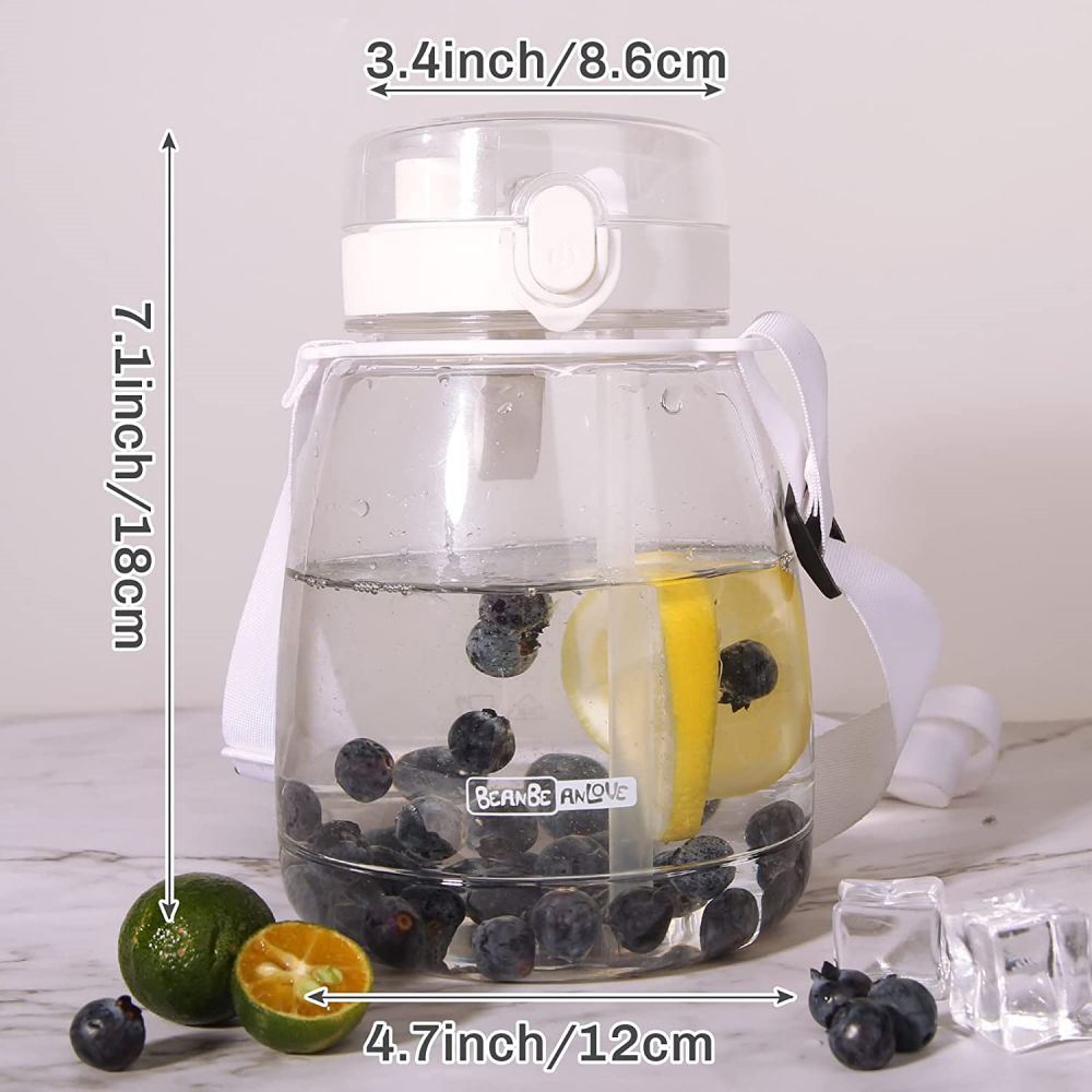 White- Clear Large Water Bottle Water Jug with Adjustable Shoulder Strap