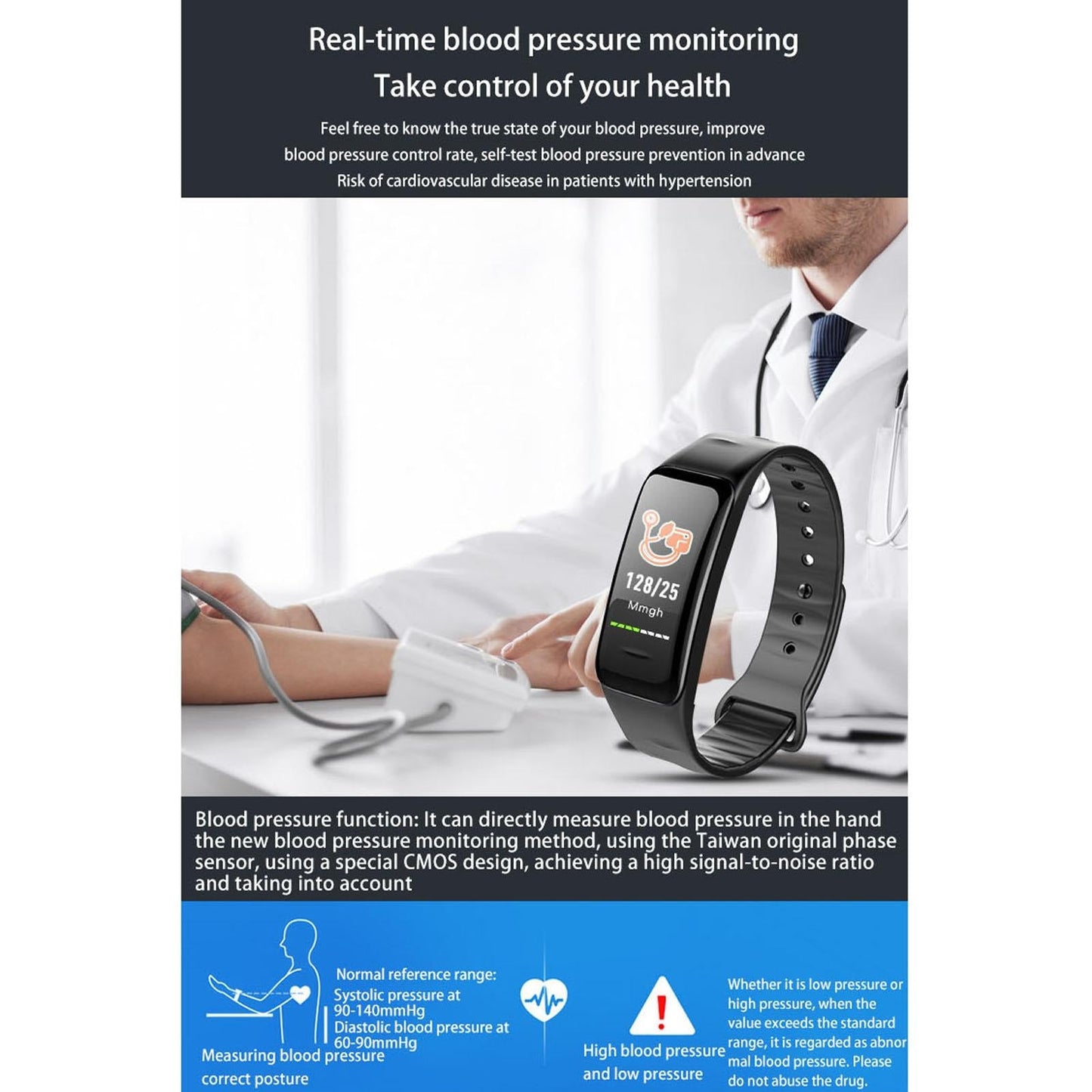 Waterproof Smart Bracelet With Colour Screen - Ip67 - Red