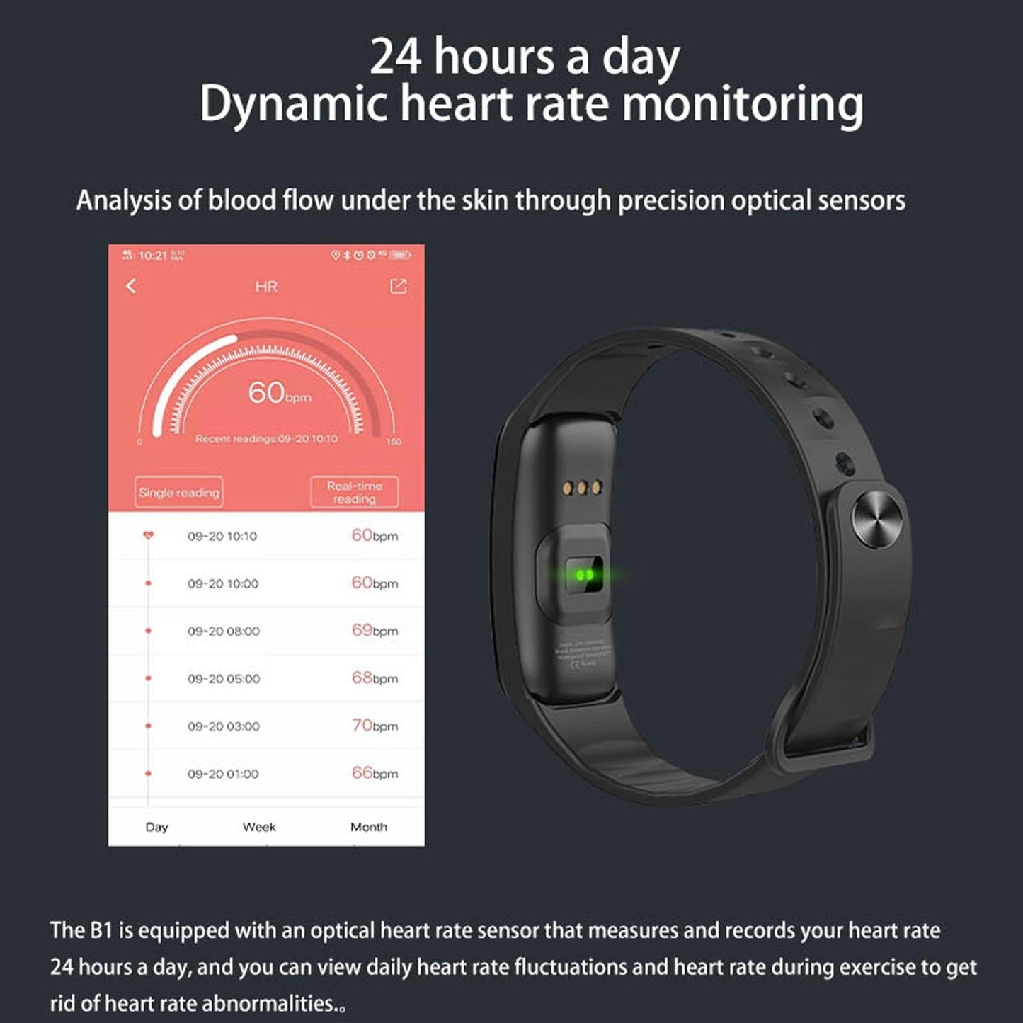 Waterproof Smart Bracelet With Colour Screen - Ip67 - Red