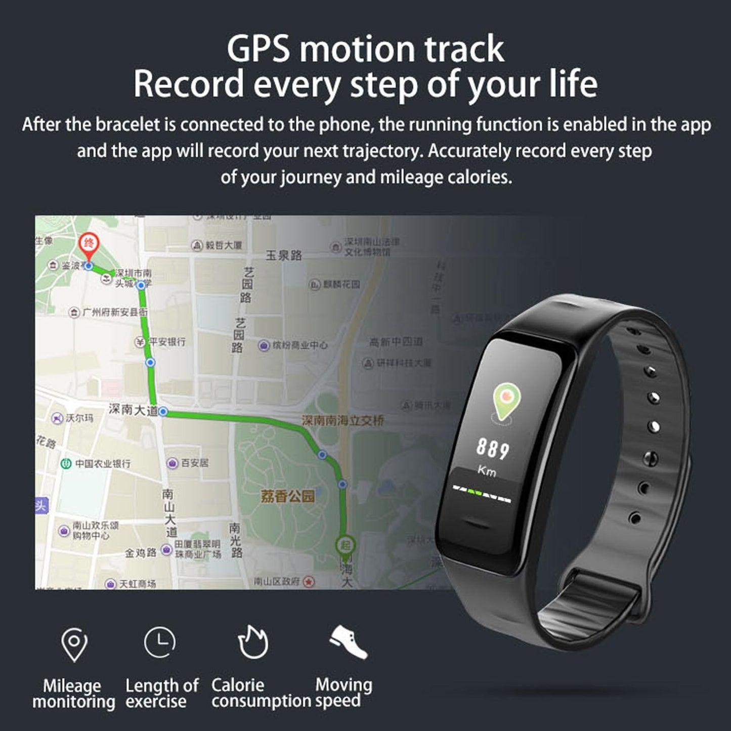 Waterproof Smart Bracelet With Colour Screen - Ip67 - Red