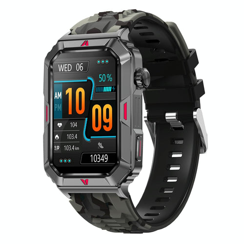 Smart Bracelet With Sleep Detection And Silicone Strap - Camo Black