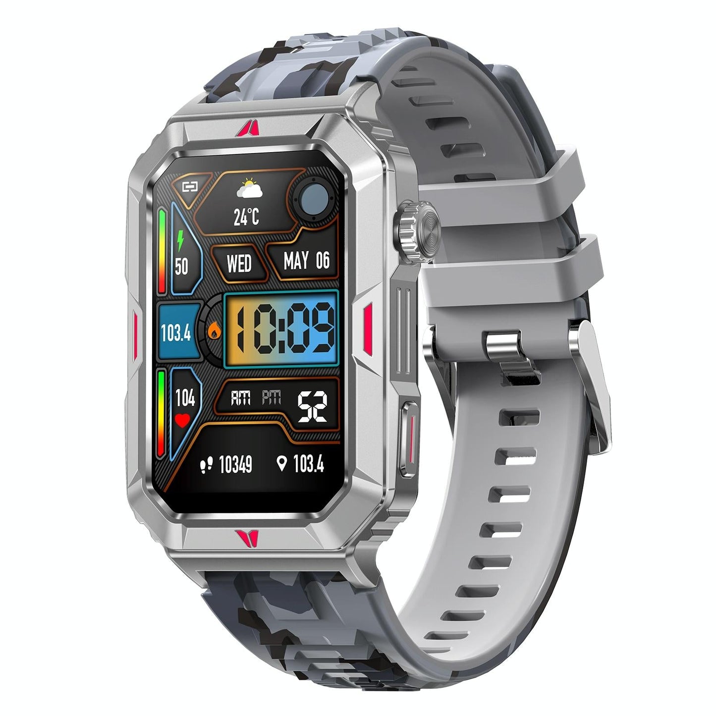 Smart Bracelet With Sleep Detection And Silicone Strap - Camo Black