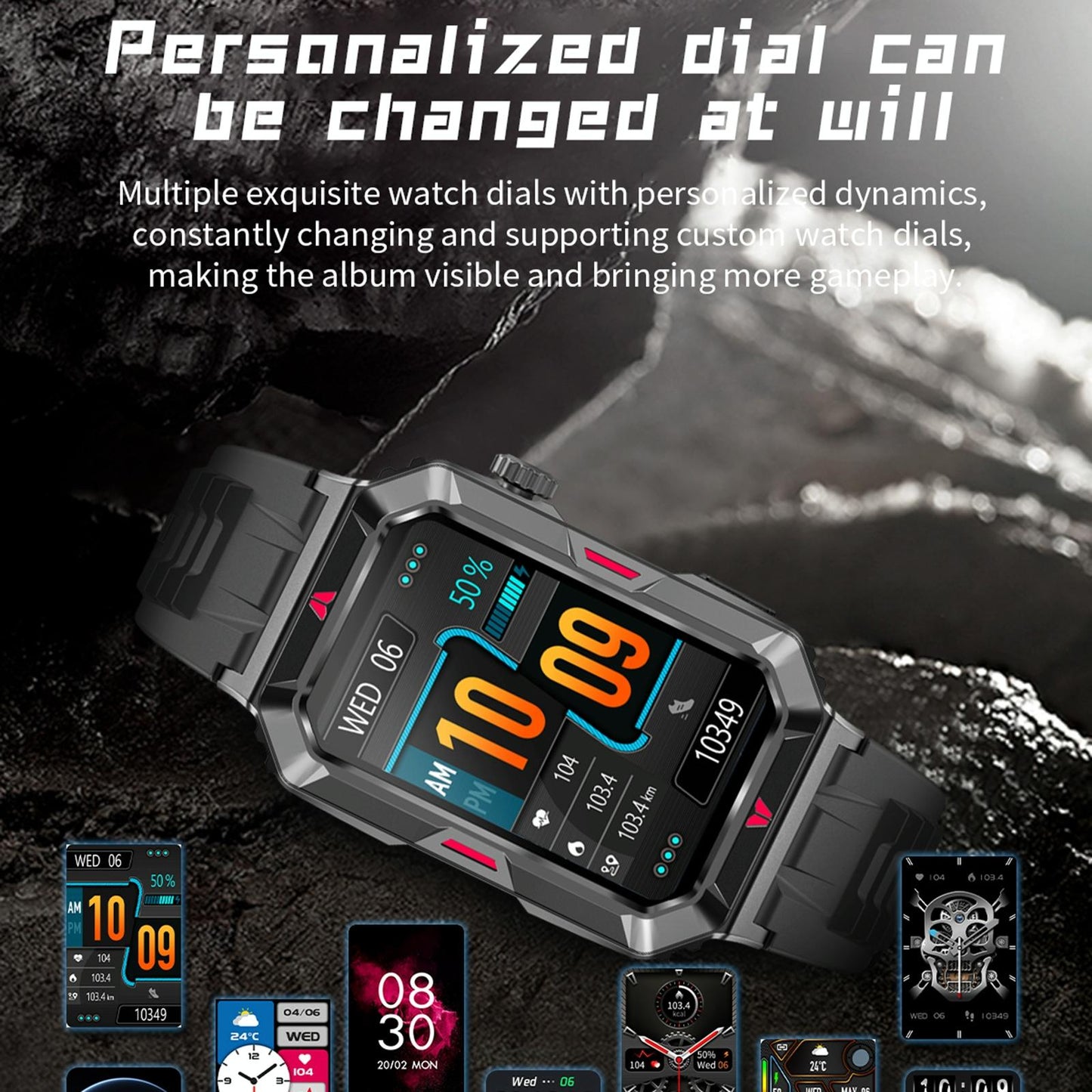 Smart Bracelet With Sleep Detection And Silicone Strap - Camo Black