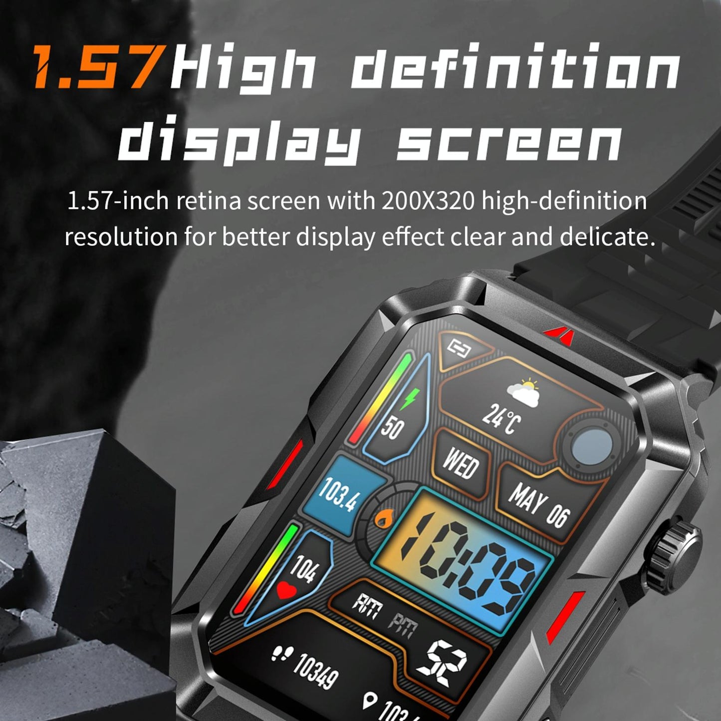 Smart Bracelet With Sleep Detection And Silicone Strap - Camo Black