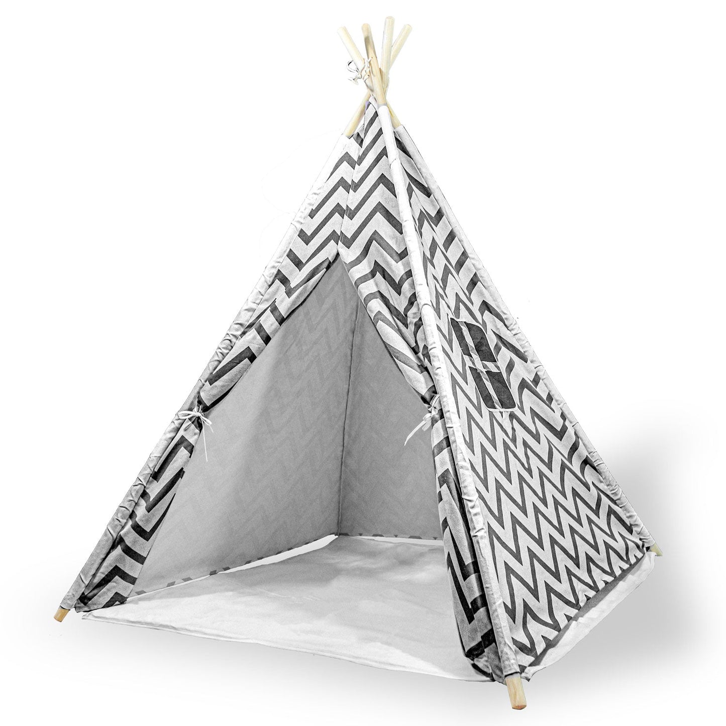 Giant Cotton Canvas Kids Teepee Wigwam Children Pretend Play Tent Indoor Outdoor Party - Black