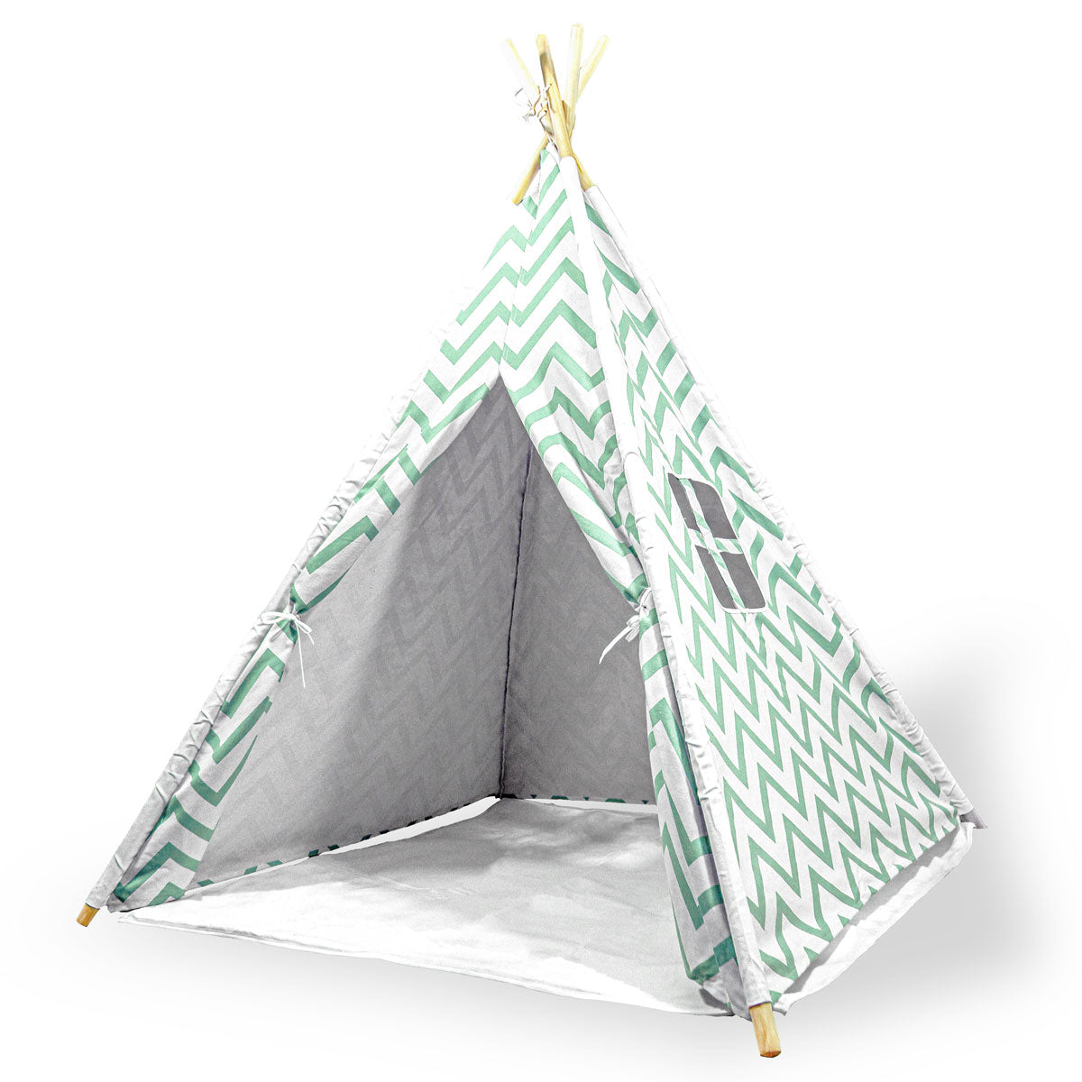 Giant Cotton Canvas Kids Teepee Wigwam Children Pretend Play Tent Indoor Outdoor Party - Green