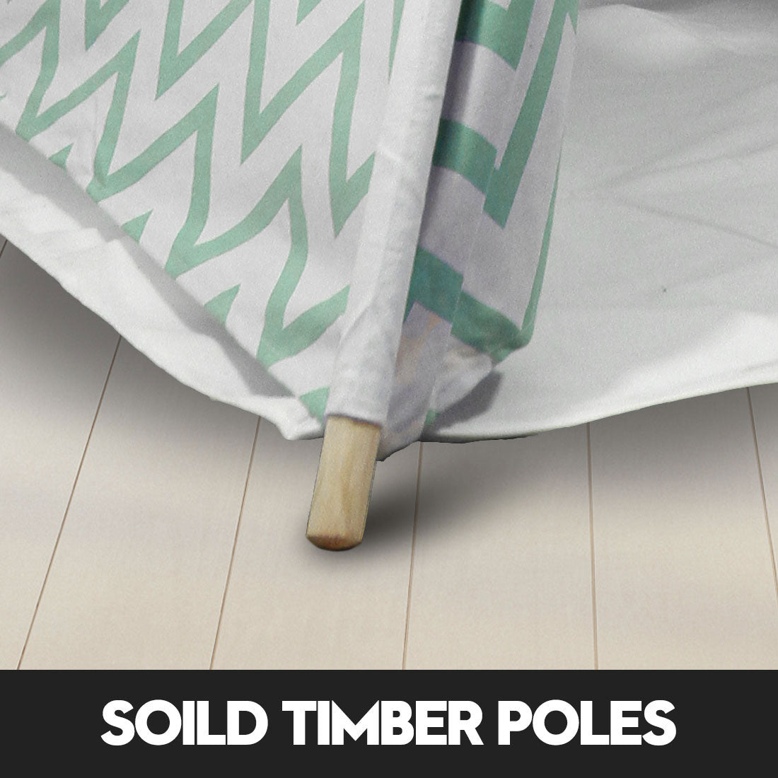 Giant Cotton Canvas Kids Teepee Wigwam Children Pretend Play Tent Indoor Outdoor Party - Green
