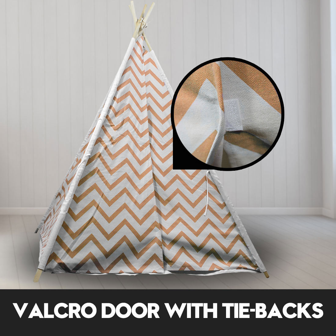 Giant Cotton Canvas Kids Teepee Wigwam Children Pretend Play Tent Indoor Outdoor Party - Orange