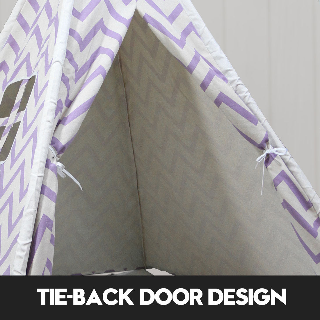 Giant Cotton Canvas Kids Teepee Wigwam Children Pretend Play Tent Indoor Outdoor Party - Purple