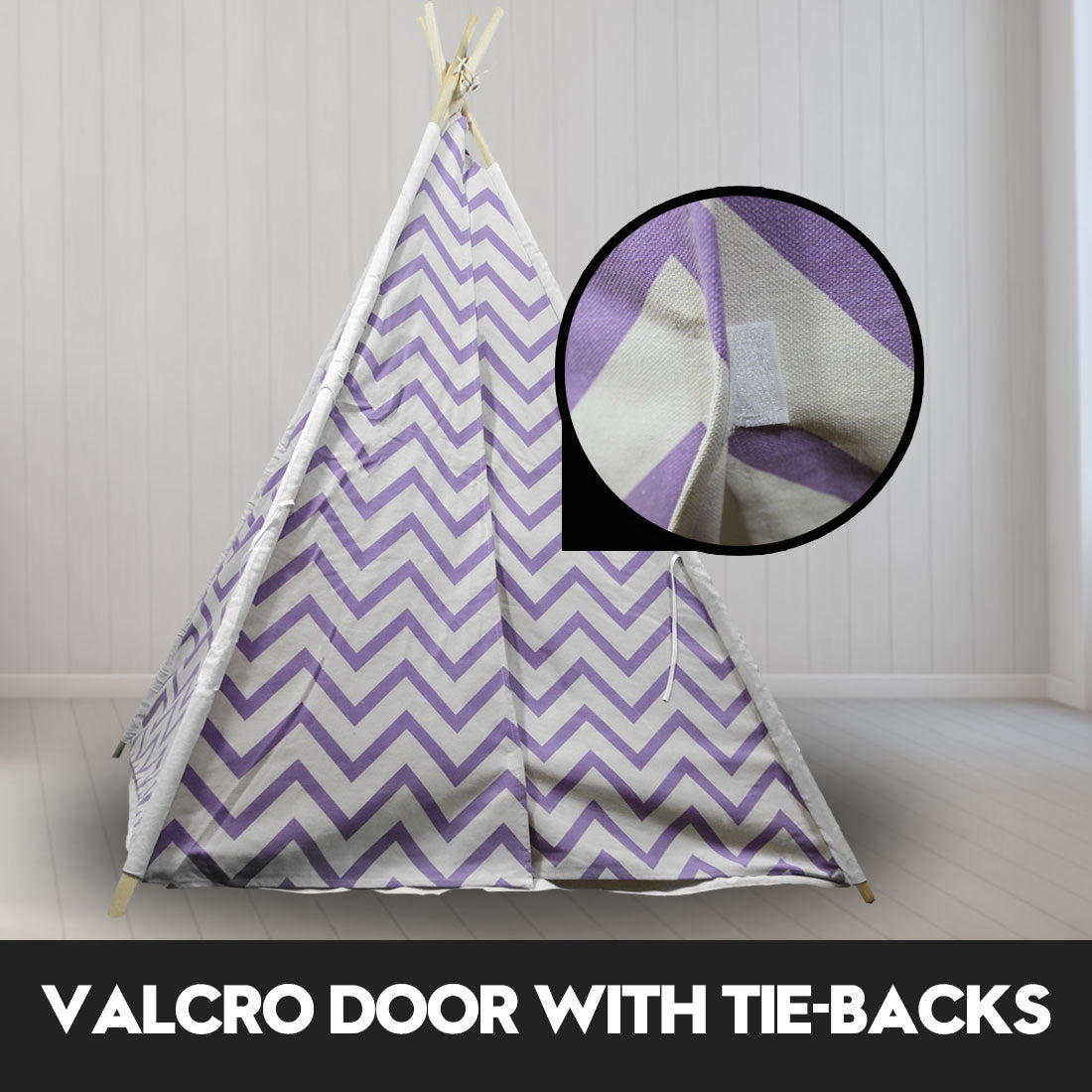 Giant Cotton Canvas Kids Teepee Wigwam Children Pretend Play Tent Indoor Outdoor Party - Purple