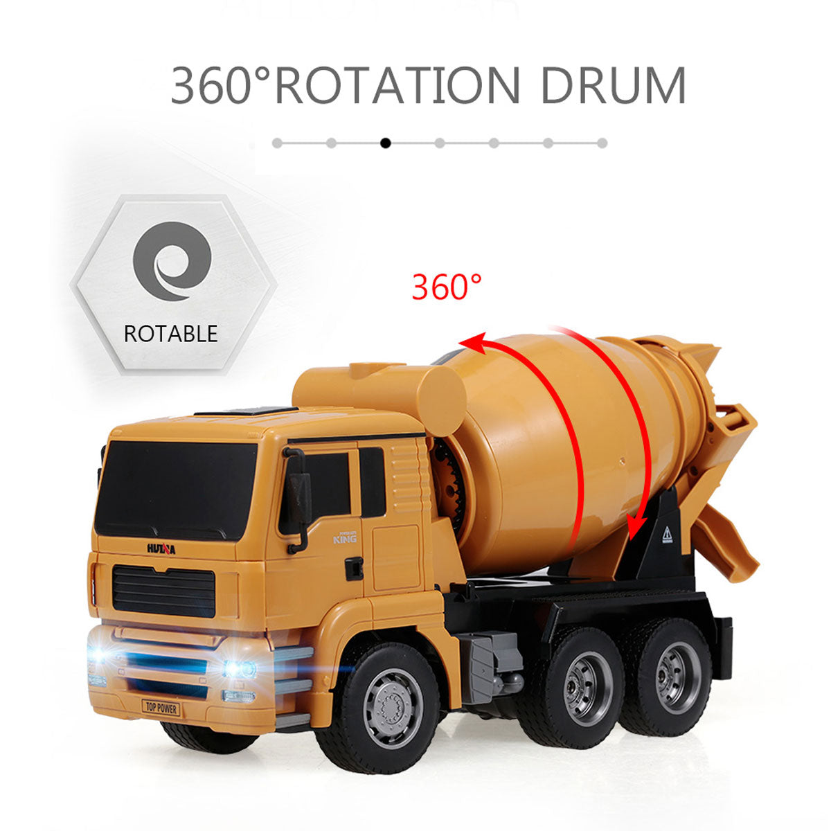 Huina 1/18 RC Engineering Construction Concrete Cement Mixer Truck Remote Control