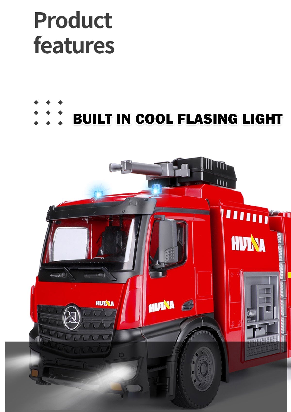 Huina RC Fire Truck Toy Car Water Cannon Gun Construction Kids Toy