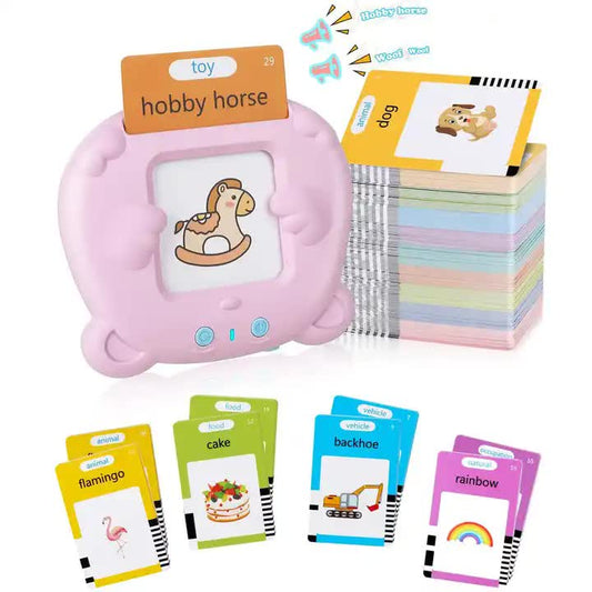 Pink Bear-Shaped Early Education Card Reader - Interactive Learning Toy with 510 Flashcards