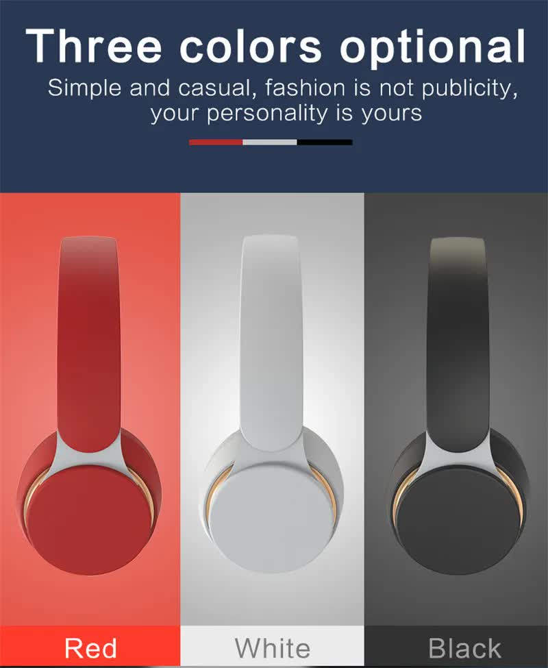 Red Wireless Bluetooth Headphones with Noise Reduction