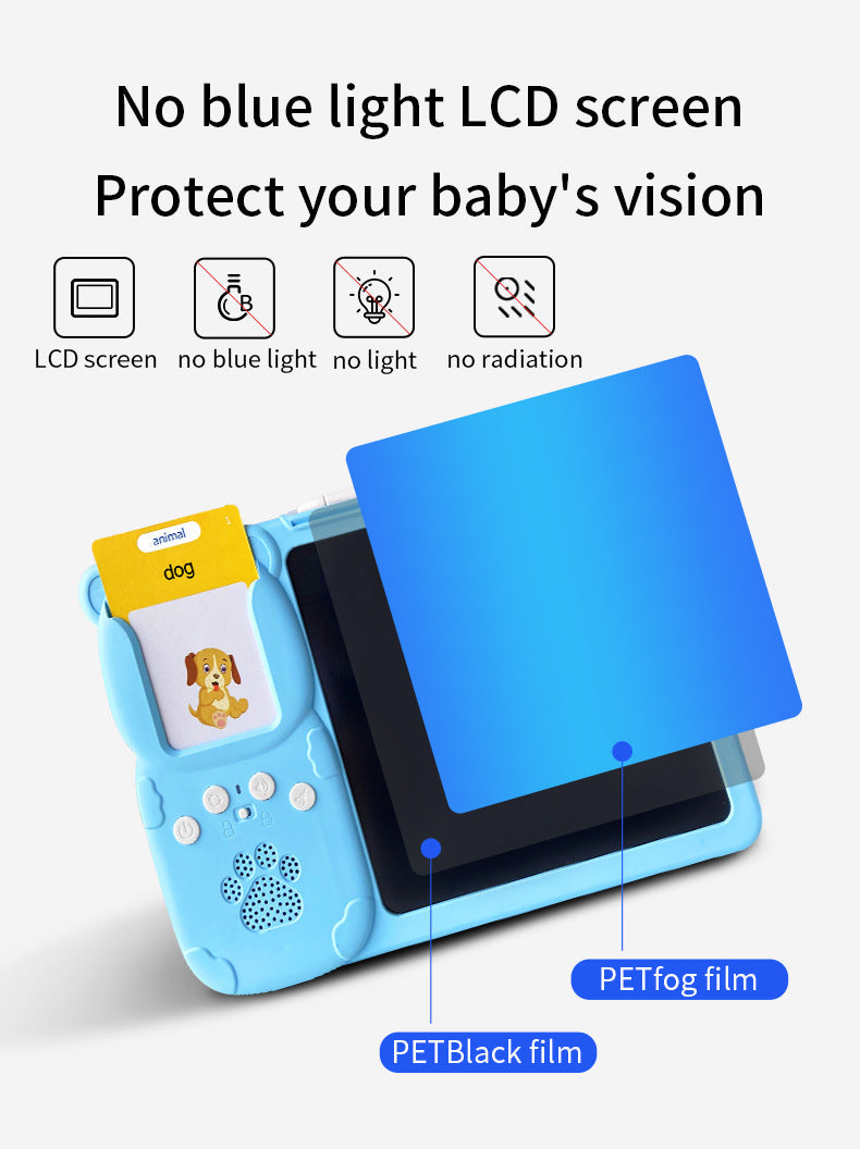 Blue (255 cards) Kids Interactive Early Education Toy: Combination Card Reader & LCD Drawing Board for Toddlers