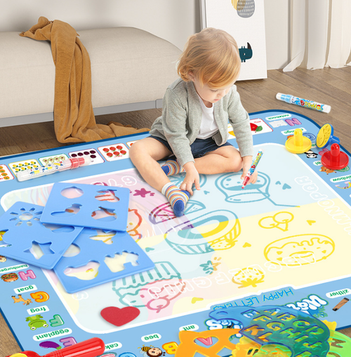 Fruit Alphabet Giant Aqua Magic Doodle Mat 100x80cm - Mess-Free Reusable Water Drawing Pad for Creative Kids