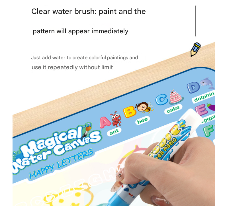 Fruit Alphabet Giant Aqua Magic Doodle Mat 100x80cm - Mess-Free Reusable Water Drawing Pad for Creative Kids