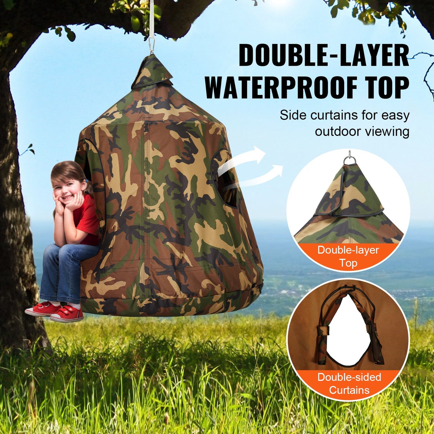 VEVOR Hanging Tree Tent, 330 LBS Capacity Hanging Tent Swing for Indoor and Outdoor Hammock Sensory Swing Chair w/LED