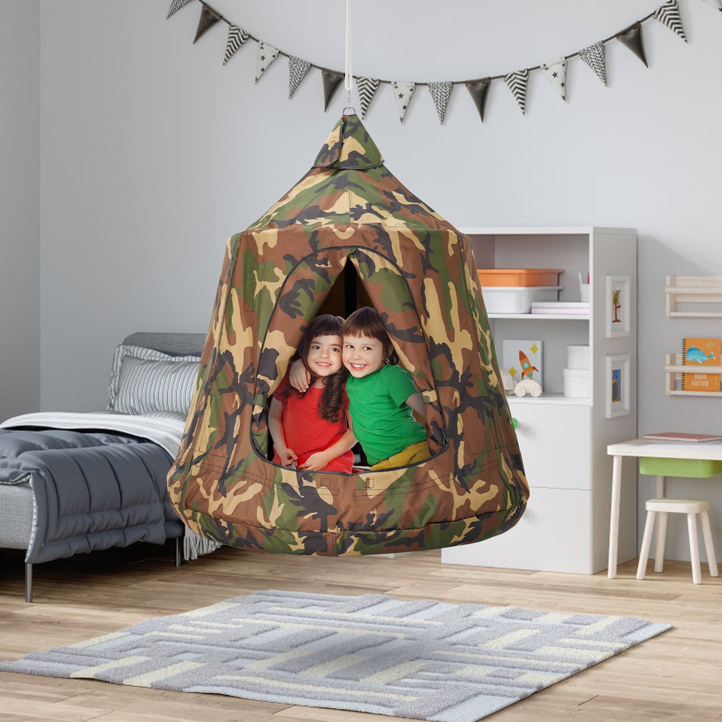 VEVOR Hanging Tree Tent, 330 LBS Capacity Hanging Tent Swing for Indoor and Outdoor Hammock Sensory Swing Chair w/LED