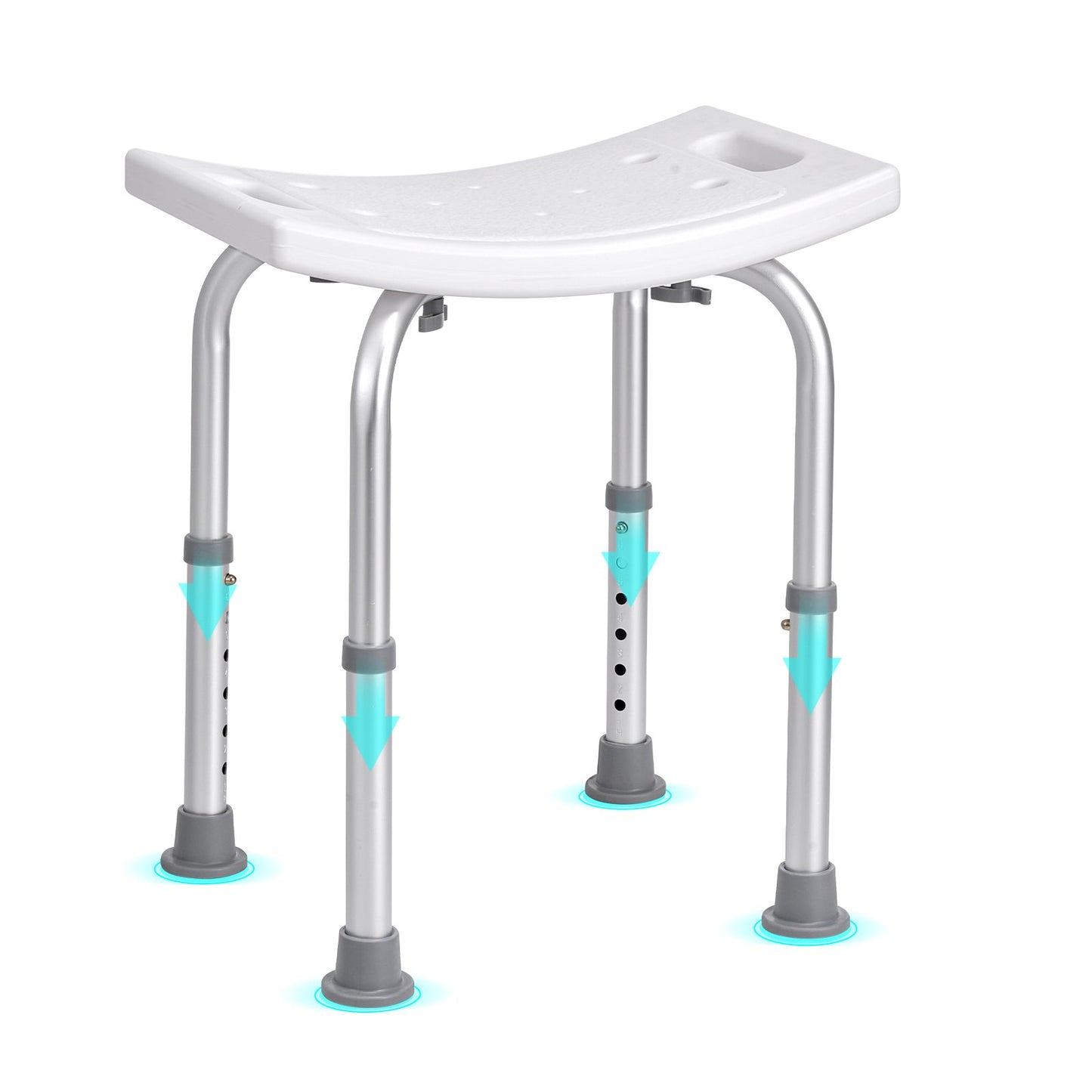 VEVOR Shower Chair, Adjustable Height Shower Stool with Built-in Handles, Shower Seat for Inside Shower or Tub, Non-Slip Bench Bathtub Stool Seat