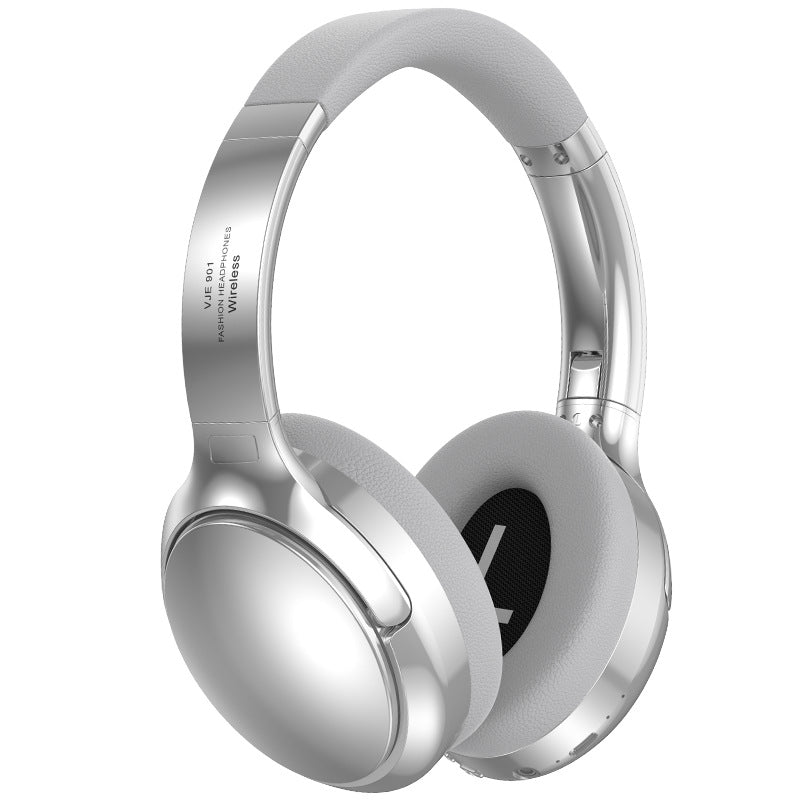 Silver over-ear headphones on a white background