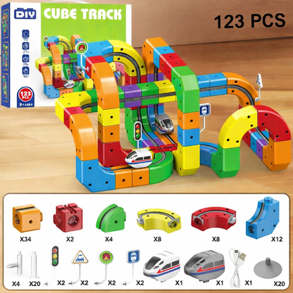 Magnetic Train Cube Track Set – Electric DIY High-Speed Rail
