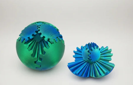 Two blue and green textured 3D on a white background
