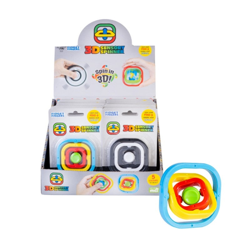 3D sensor spinner toy with packaging on a white background