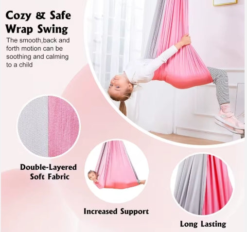 Kids Hammock Swing Chair in durable polyester and nylon — sensory swing for indoor and outdoor use."
