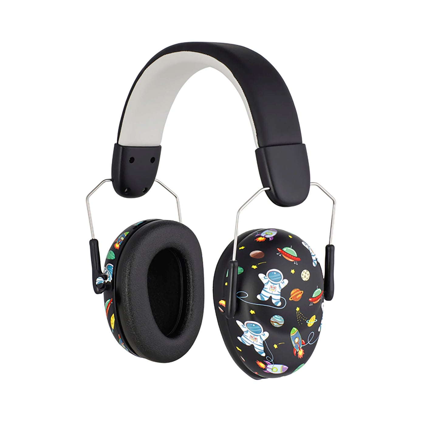 Black children’s hearing protection earmuffs designed for sensory sensitivity and noise reduction.”