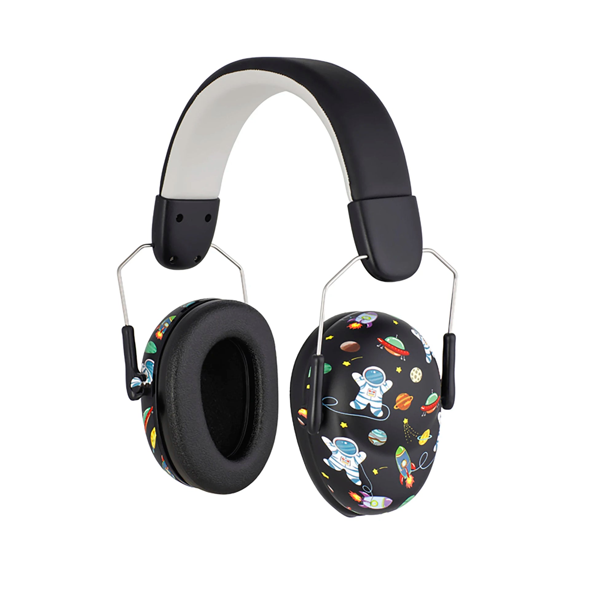 Black children’s hearing protection earmuffs designed for sensory sensitivity and noise reduction.”
